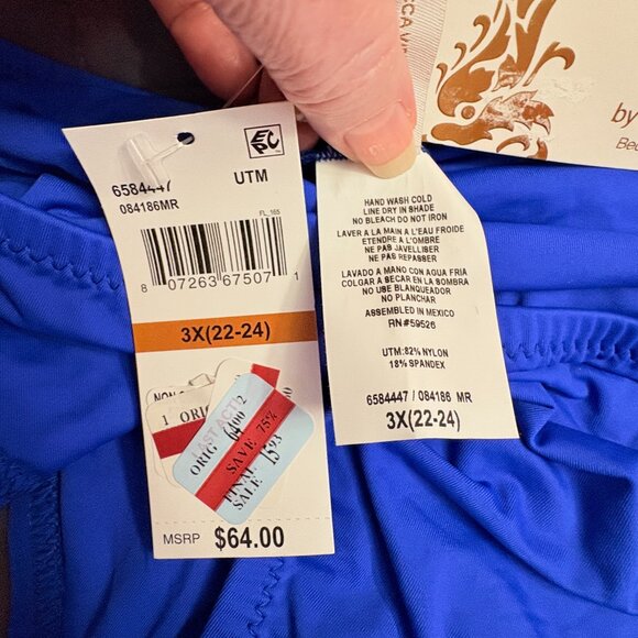 Becca Etc Plus Size Ruched Hipster Bikini Bottoms - 3X (22-24) - NWT - Picture 6 of 10